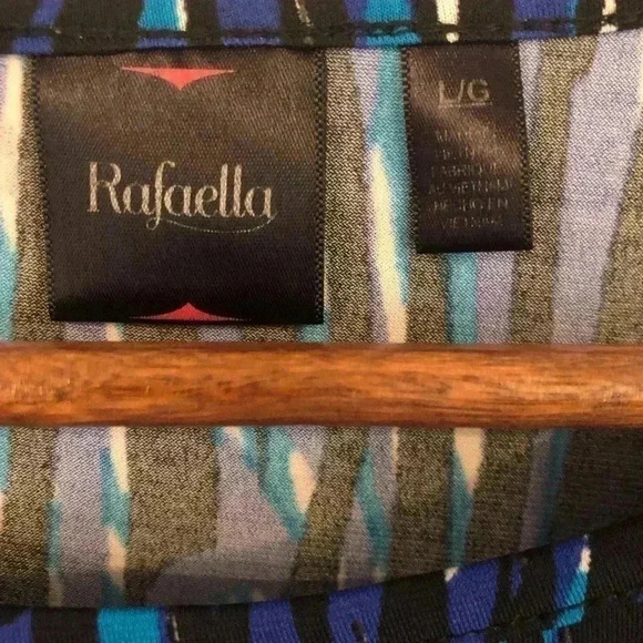 Rafaella Ladies Blue Multicolor Blouse 3/4  sleeves round neck size Large - Picture 3 of 4